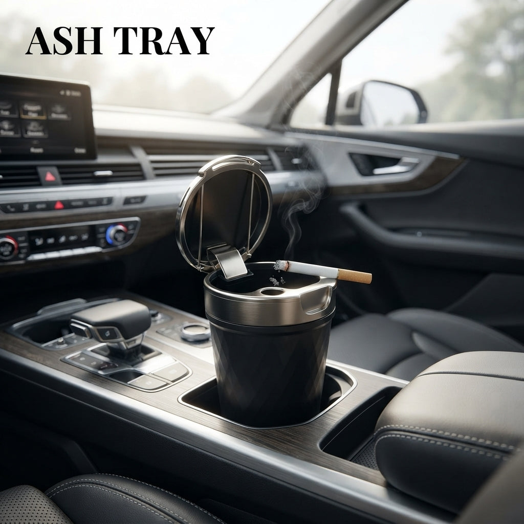 Car Ash Tray Without Led Black/Chrome Premium Quality Small Size Audi (Ceramic Interior) No.A4 (China)