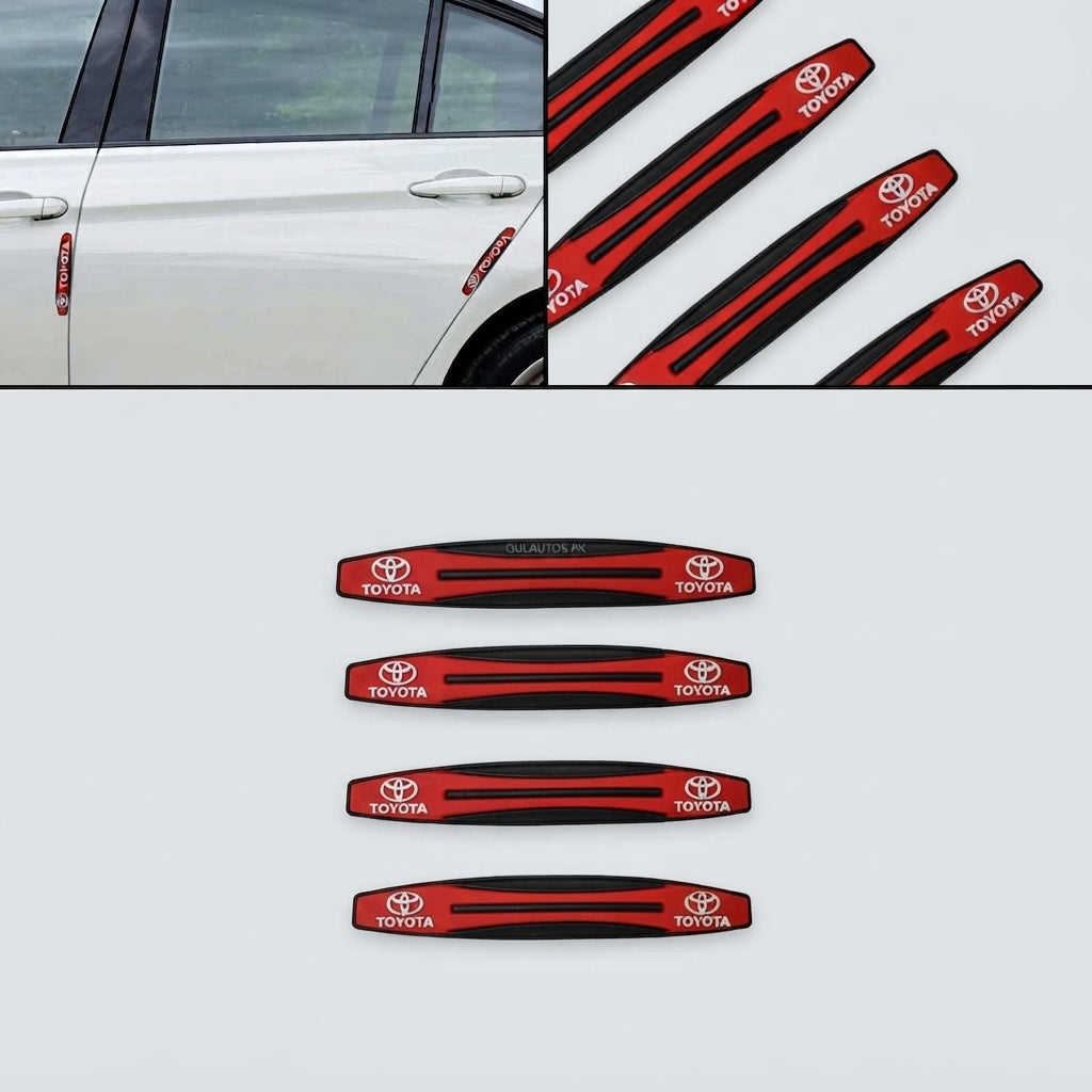 Car Door Anti-Scratch Guards Silicone Material Toyota Logo 04 Pcs/Set Blister Pack Red (China)