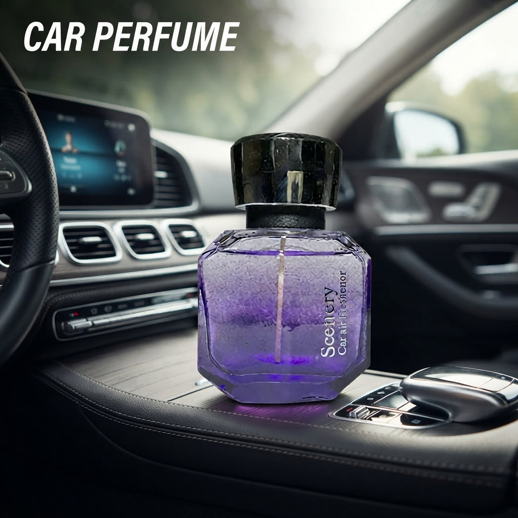 Car Perfume Glass Bottle Scenery Purple/Chrome Housing Lavendar 60Ml Blister Pack La-059 (China)