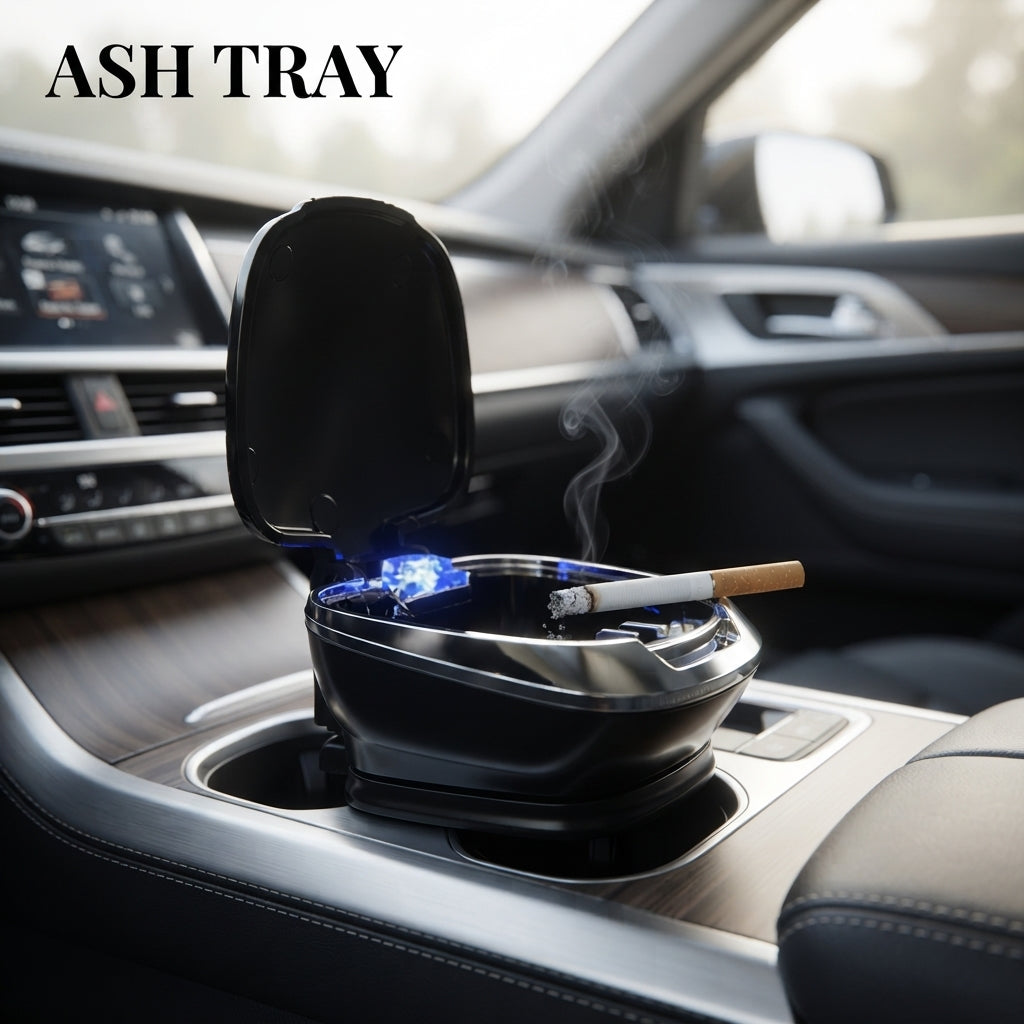 Car Ash Tray With Led Black/Chrome W326 (China)