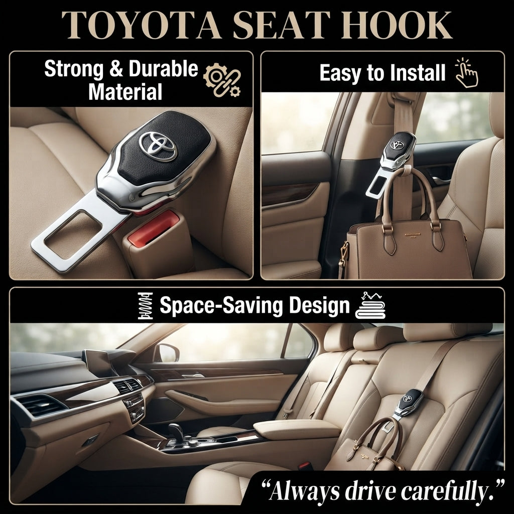 Seat Belt Hook Metal Material Toyota Logo 01 Pc/Pack With Button Poly Bag Pack (China)