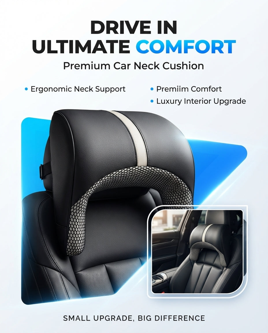 Car Neck Rest Cushions Pvc Material U Shape 01 Pc/Set Grey/Black Poly Bag Pack (China)