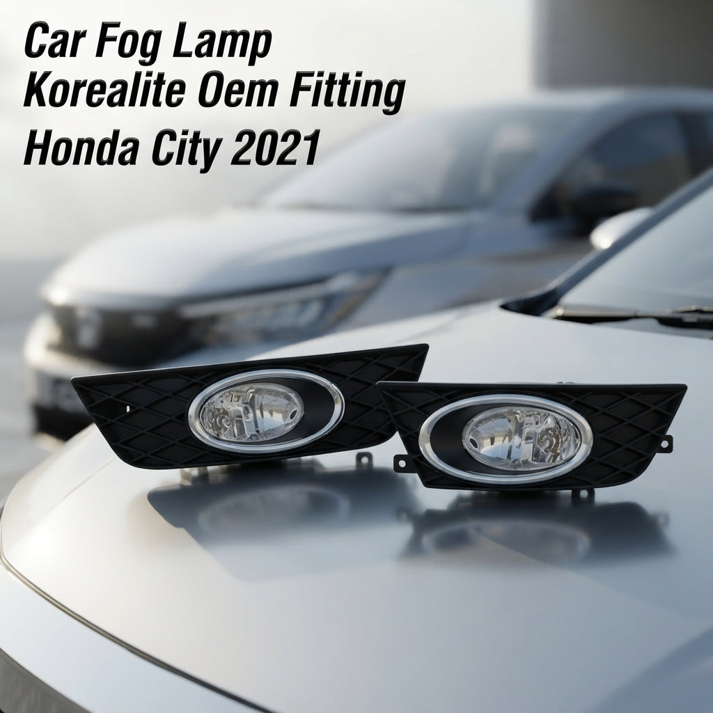 Car Fog Lamp Korealite Oem Fitting Halogen Honda City 2021 Plastic Housing Glass Lens Clear Lens Black/Chrome Kl-7915 (China)
