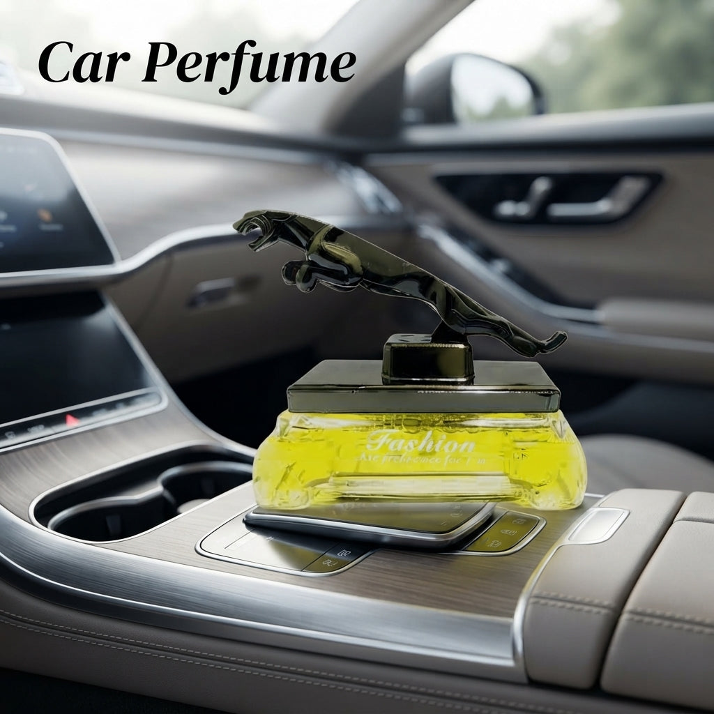 Car Perfume Glass Bottle Xiang Che Dao Yellow Liquid 50Ml Blister Pack Jaguar Shape Fy-7334 (China)