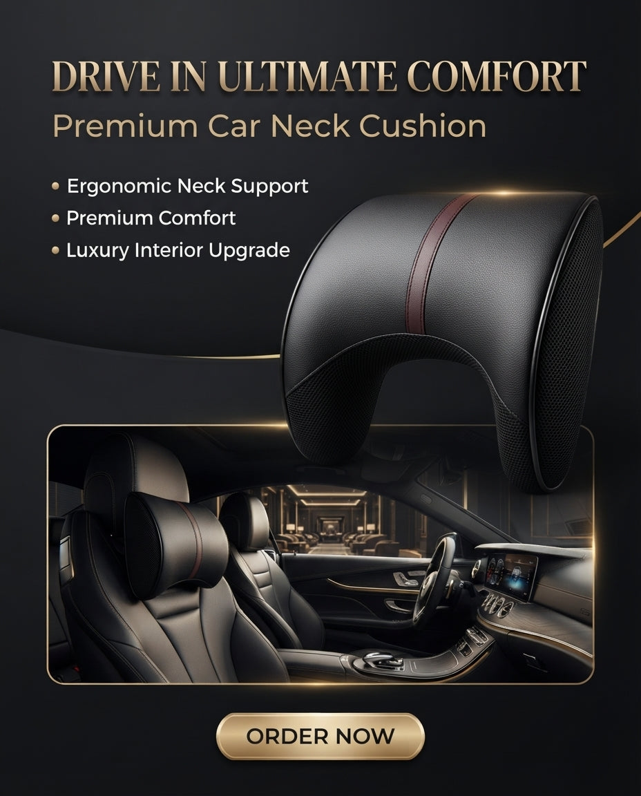 Car Neck Rest Cushions Pvc Material U Shape 01 Pc/Set Black/Wood Poly Bag Pack (China)