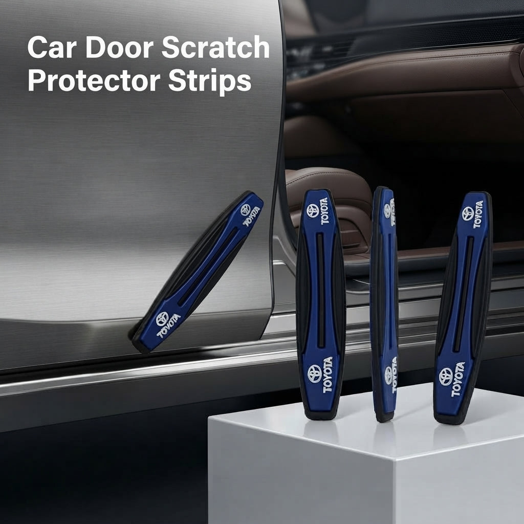 Car Door Anti-Scratch Guards Silicone Material Toyota Logo 04 Pcs/Set Blister Pack Blue (China)