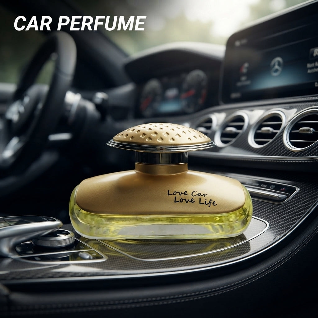 Car Perfume Glass Bottle Love Car Love Life Golden Housing Lemon 60Ml Blister Pack (China)