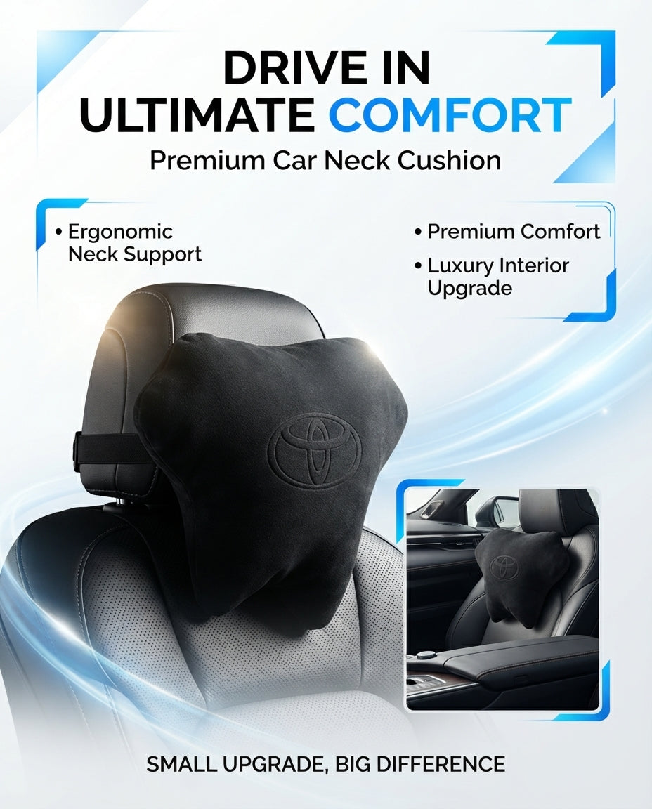 Car Neck Rest Cushions Velvet Material Diamond Shape Toyota Logo 02 Pcs/Set Black Poly Bag Pack (China)