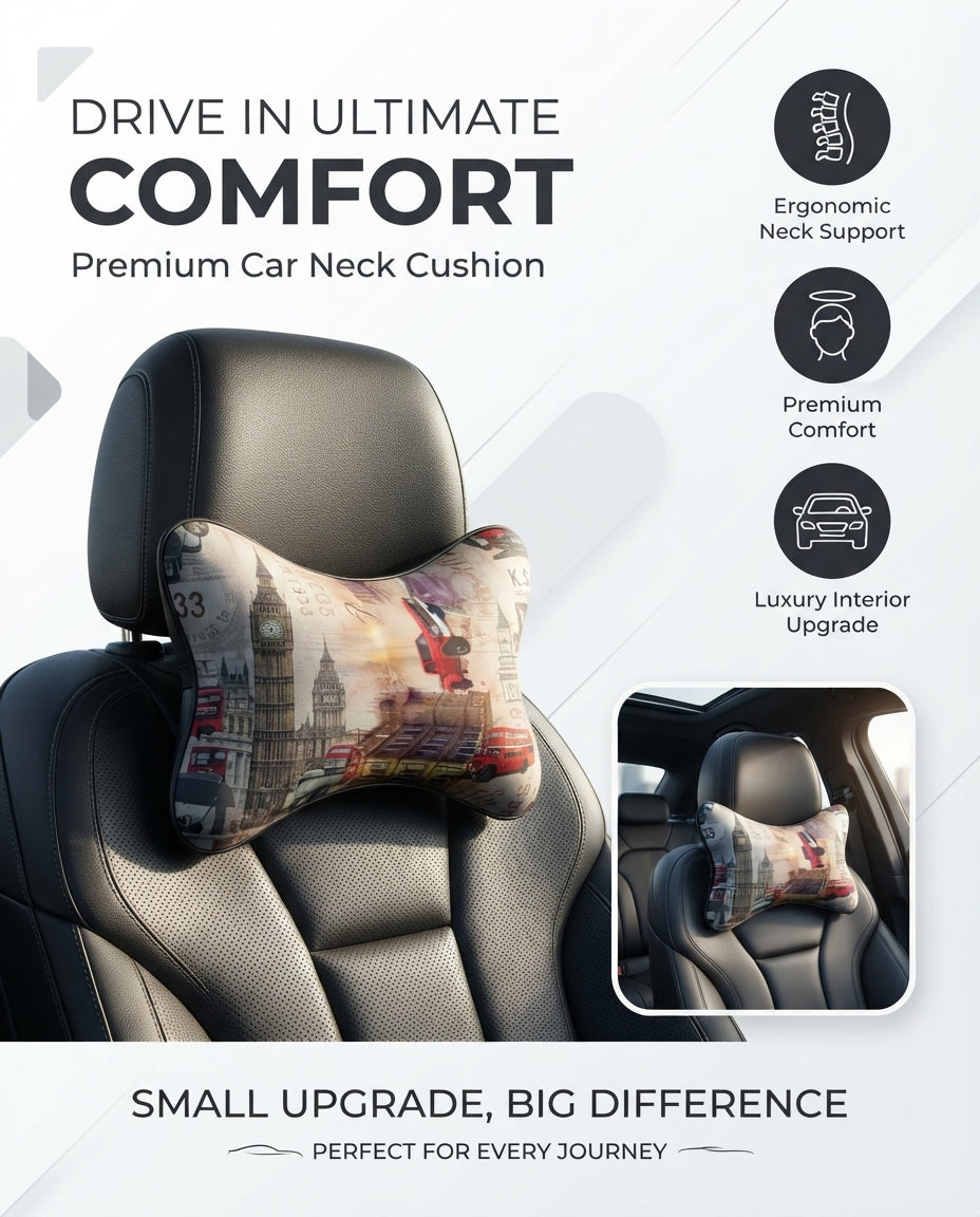 Car Neck Rest Cushions Pvc Material 02 Pcs/Set Brown Poly Bag Pack Currency Design (Pakistan)