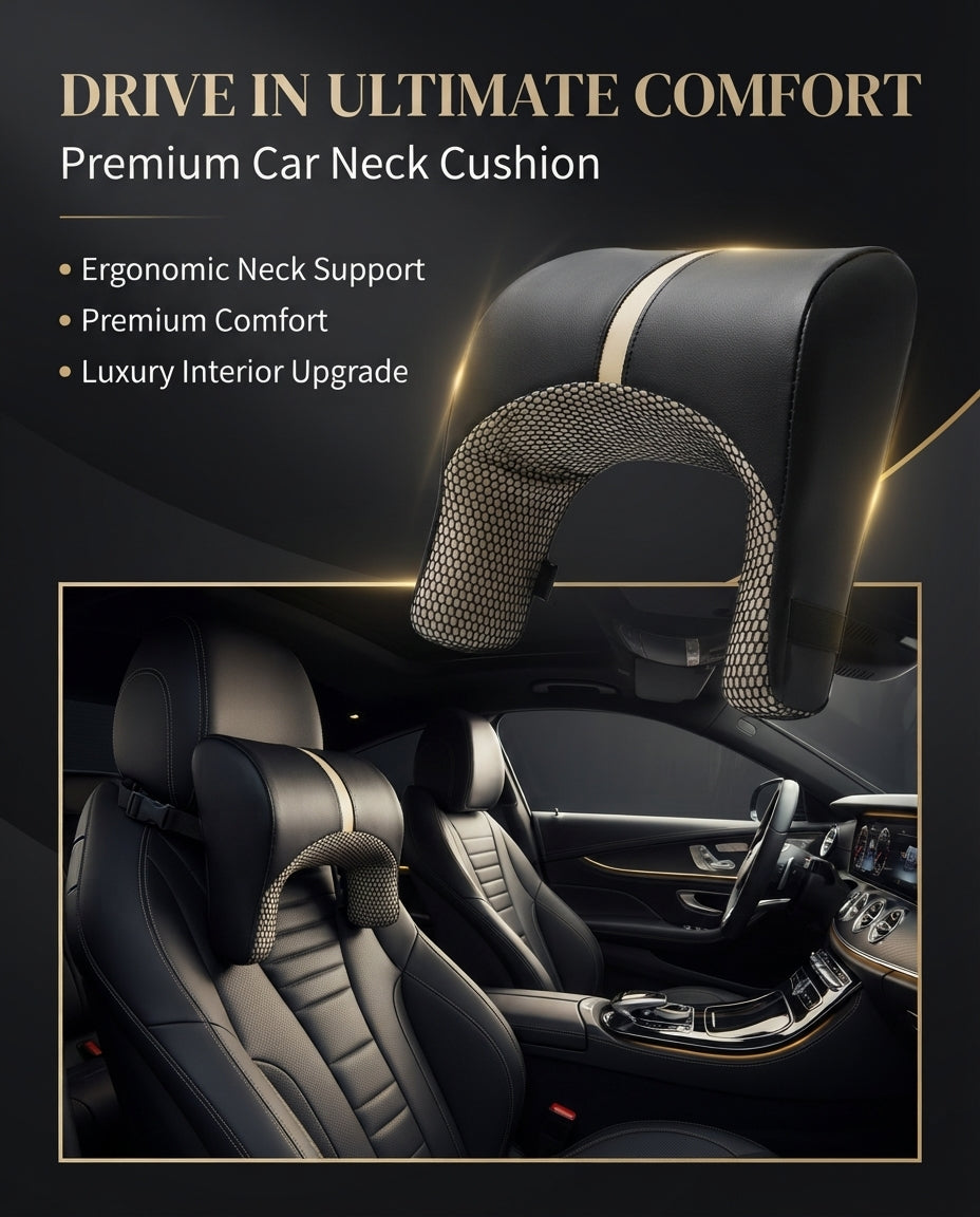 Car Neck Rest Cushions Pvc Material U Shape 01 Pc/Set Black/Beige Poly Bag Pack (China)