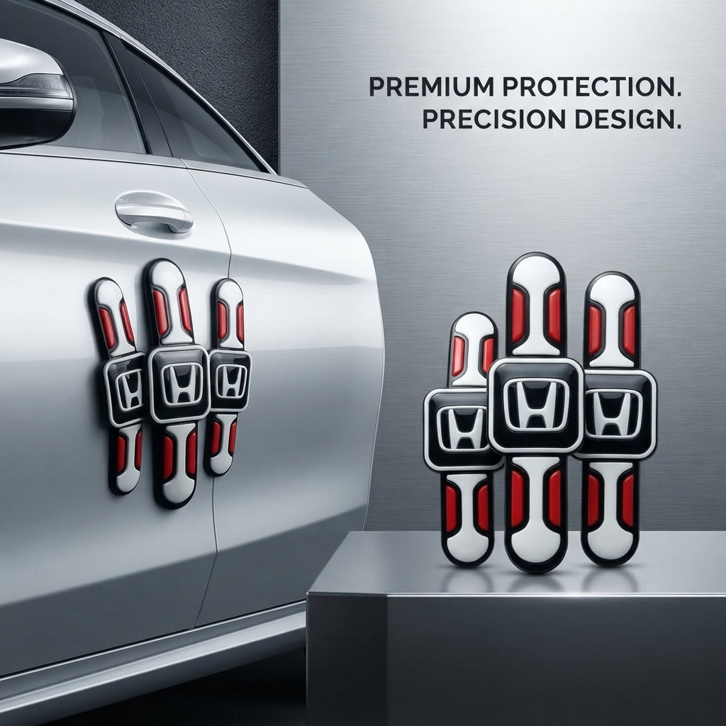 Car Door Anti-Scratch Guards Silicone Material Honda Logo 04 Pcs/Set Blister Pack White (Pakistan)