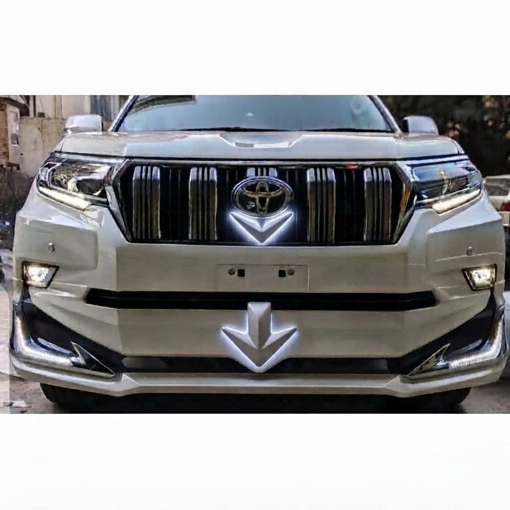 Body Kit 4X4 Front + Back Sides Toyota Prado 2018 Modelisata Design Plastic Material With Led Gbt 02 Pcs/Set Metalic White Colour (China)