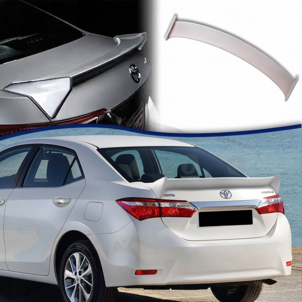 Car Spoiler Trunk Type Toyota Corolla 2015 Wing Style Fgm Tape Type Fitting With Led Not Painted