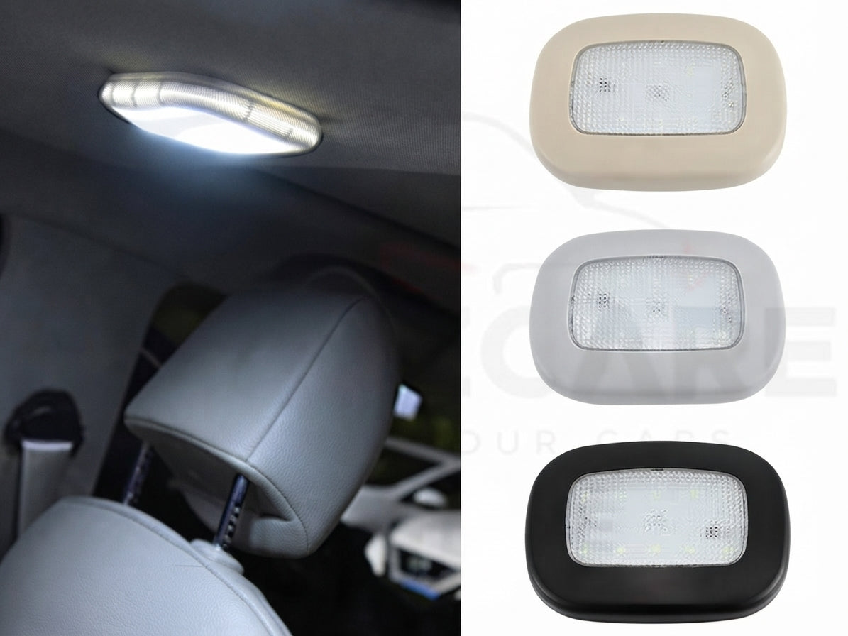 Car Interior Led Dome Light W/Button Led Type Square Shape Large Size 01 Pc/Set Plastic Housing Colour Box Pack White (China) Y-975