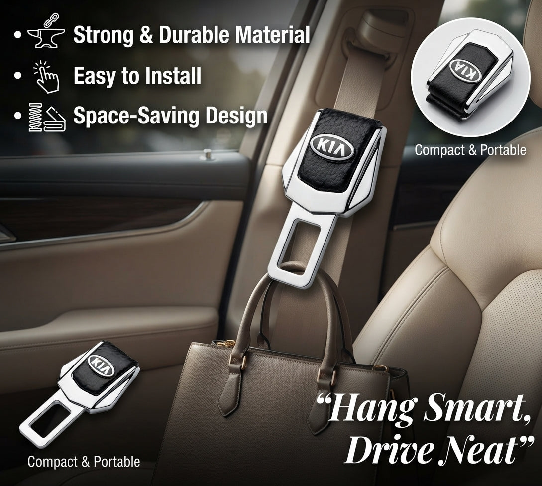 Seat Belt Hook Metal Material Kia Logo 01 Pc/Pack With Button Poly Bag Pack (China)