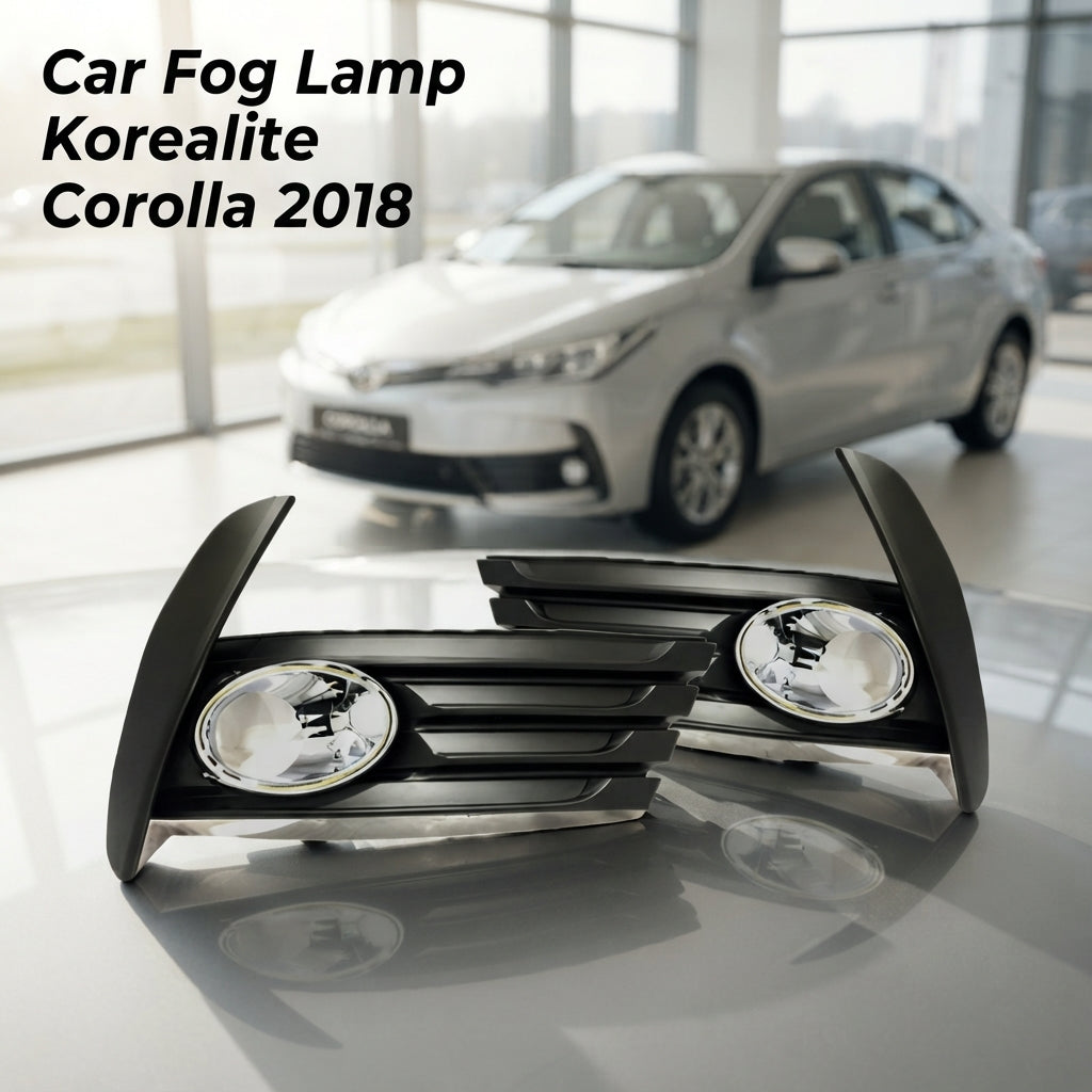 Car Fog Lamp Korealite Oem Fitting Halogen Toyota Corolla 2018 Metal Housing Glass Lens Clear Lens Black/Chrome Kl-7888 (China)