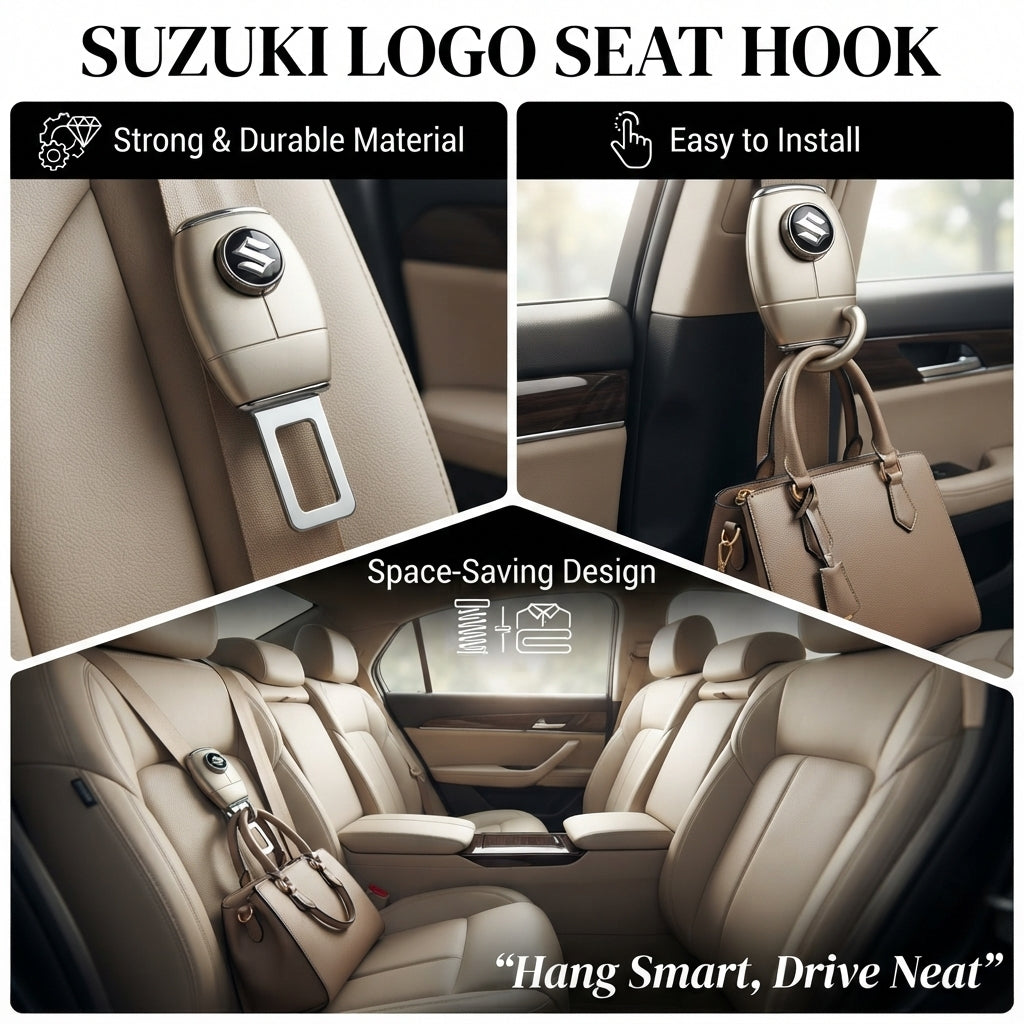 Seat Belt Hook Metal Material Suzuki Logo 01 Pc/Pack With Button Poly Bag Pack (China)