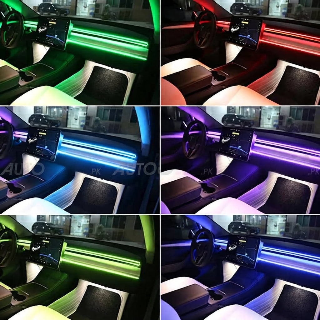 Car Interior Led Atmosphere Light (Strip) Smd Type 04 Pcs/Set Silicone Housing Colour Box Pack Rgb (China) W/Mobile App Control