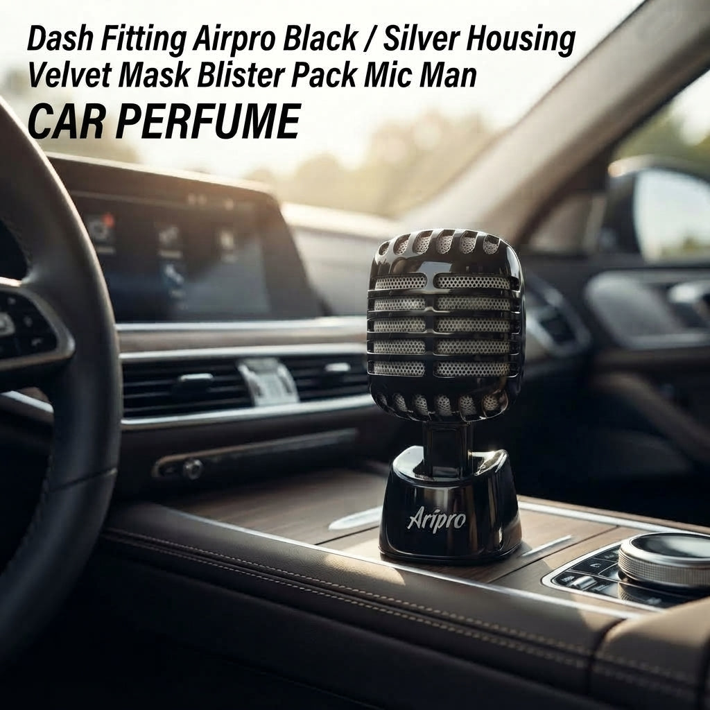 Car Perfume Dash Fitting Airpro Black/Silver Housing Velvet Mask Blister Pack Mic Man Fy-2083 (China)