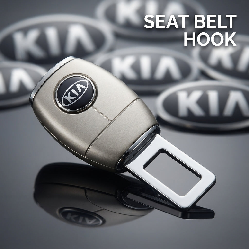 Seat Belt Hook Steel Kia Logo 01 Pc/Pack With Button Box Pack (China)