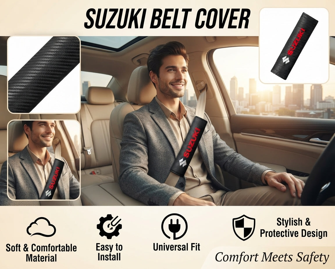 Seat Belt Covers (China) Pvc Material Carbon Suzuki Logo 02 Pcs/Set Fy-4806 Poly Bag Pack