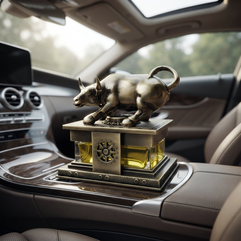 Car Perfume Glass Bottle / Bull Design Black Housing Ocean Colour Box Pack (China)