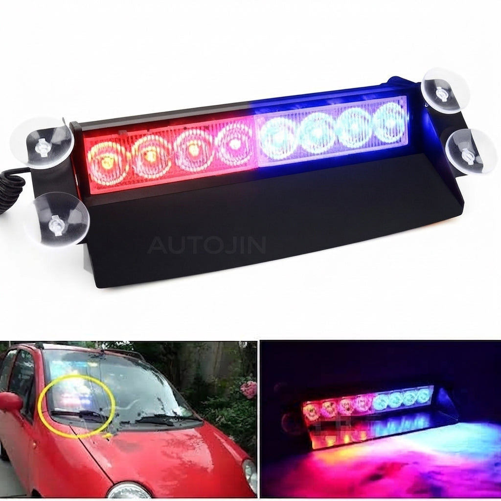 Car Interior Led Multi Function Strobe Light Led Type Large Size Without Remote 01 Pc/Set Plastic Housing Colour Box Pack Red/Blue (China) S8-A