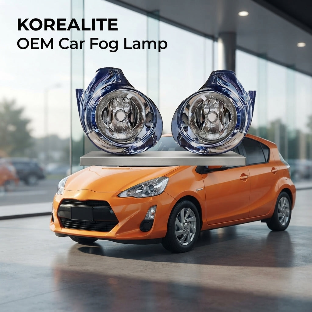 Car Fog Lamp Korealite Oem Fitting Halogen Toyota Aqua 2015 Plastic Housing Glass Lens Clear Lens Full Chrome Kl-7892 (China)