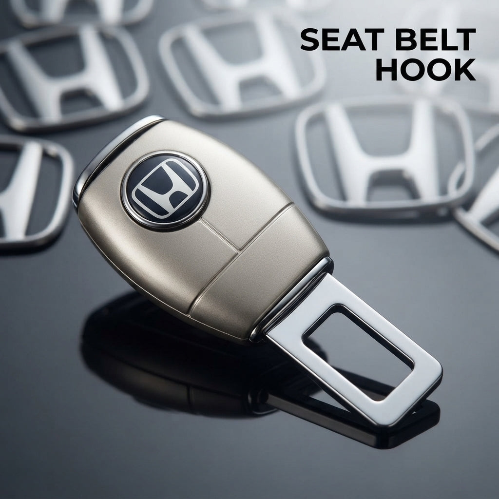 Seat Belt Hook Steel Honda Logo 01 Pc/Pack With Button Box Pack (China)