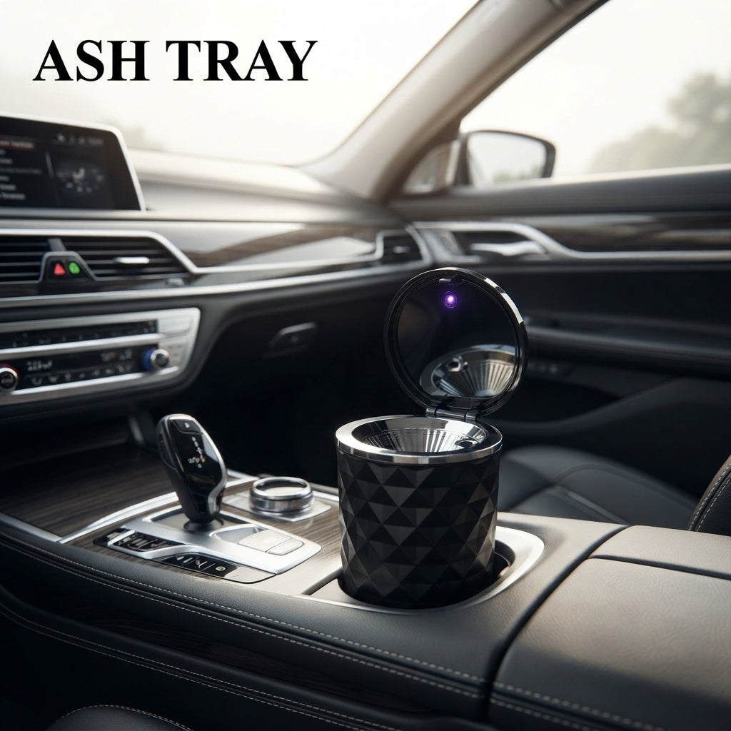 Car Ash Tray With Led Black Large Size With Ac Vent Clip Ht-012 (China)