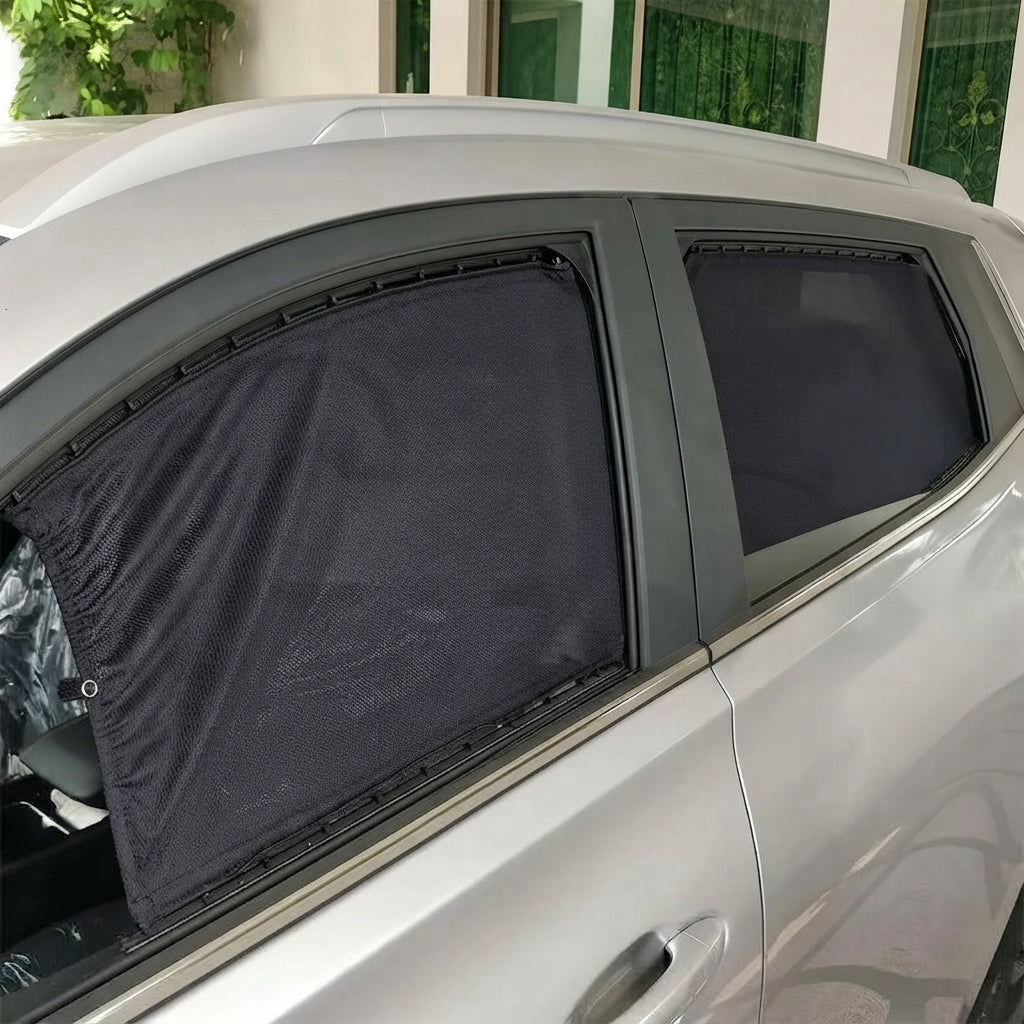 Car Curtain Side Fix Hyundai Tucson 2021 With Logo Printed Black