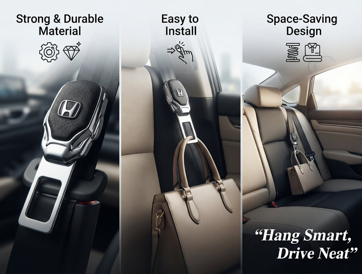 Seat Belt Hook Metal Material Honda Logo 01 Pc/Pack With Button Poly Bag Pack (China)