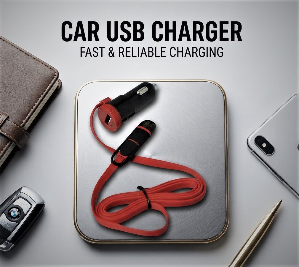 Mobile Charger Kit Car Use / Dc Type 12V Iphone + Android (02 In 1) 1.2 Meters Premium Quality 01 Pc/Pack Black/Red Blister Pack Pn-44 (China)