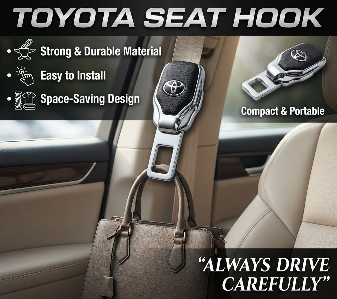 Seat Belt Hook Metal Material Toyota Logo 01 Pc/Pack With Button Poly Bag Pack (China)