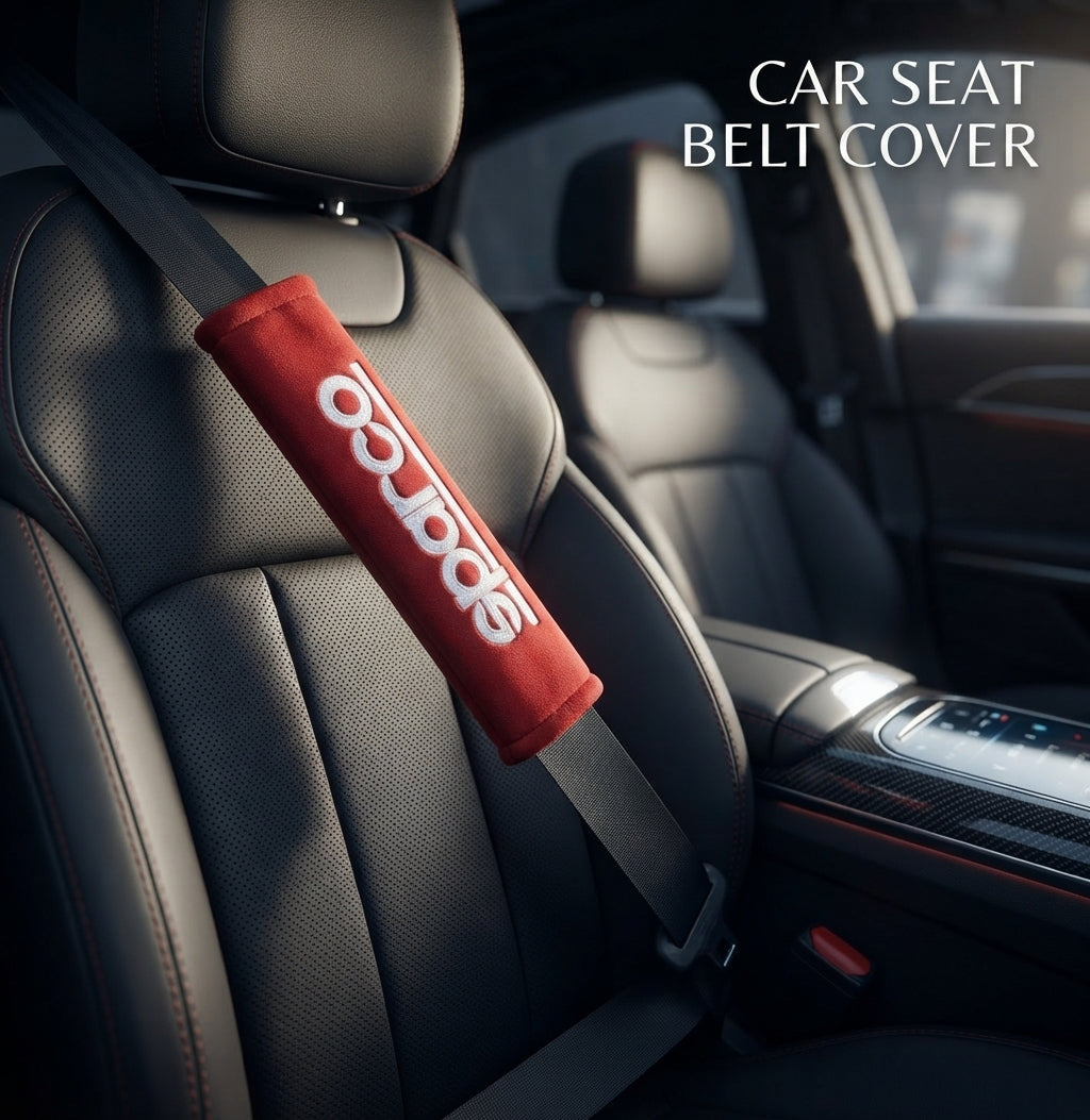 Seat Belt Covers (China) Velvet Material Red Sparco Logo 02 Pcs/Set Colour Box Pack