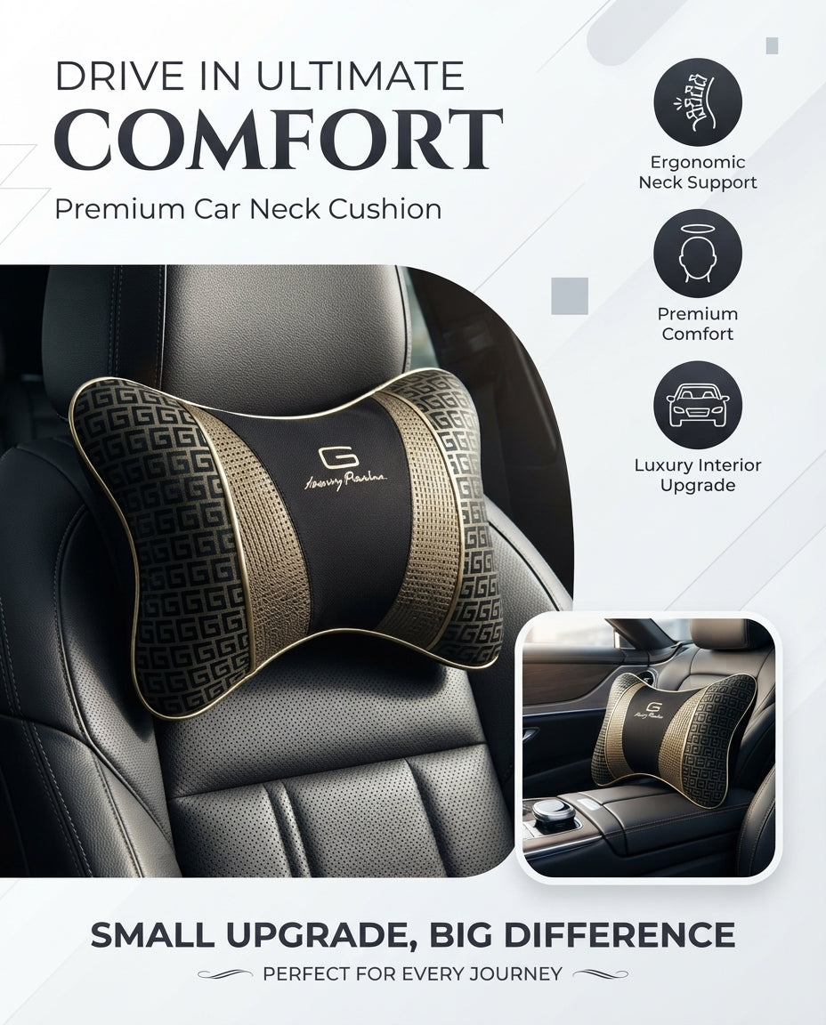 Car Neck Rest Cushions Fabric Material 02 Pcs/Set Black/Beige Poly Bag Pack Versace Fy-4920 (China)