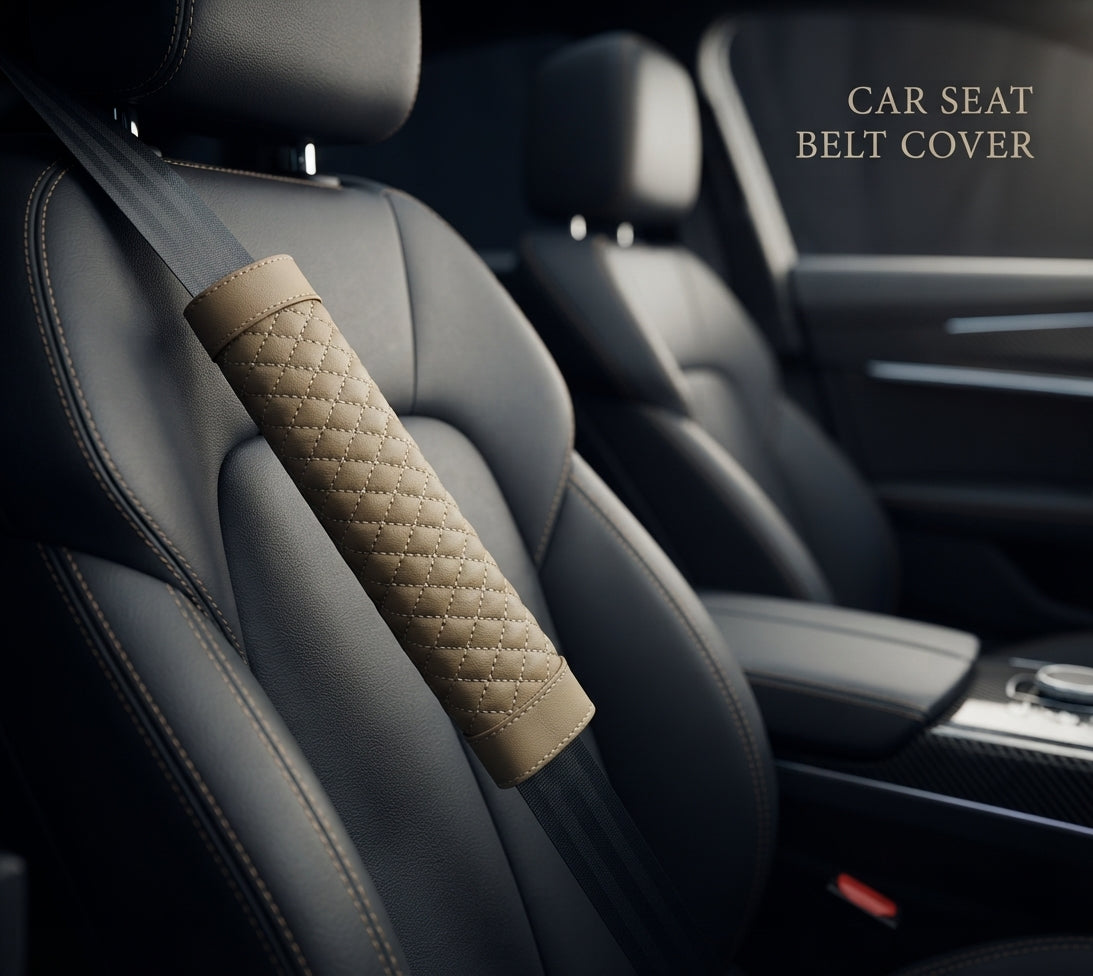 Seat Belt Covers (China) Poly Bag Pack Pvc Material Beige Without Logo 7D Style 02 Pcs/Set