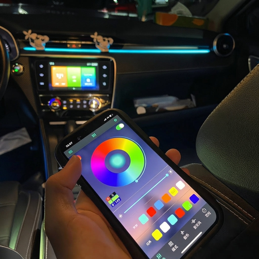 Car Interior Led Atmosphere Light (Strip) Smd Type 04 Pcs/Set Silicone Housing Colour Box Pack Rgb (China) W/Mobile App Control