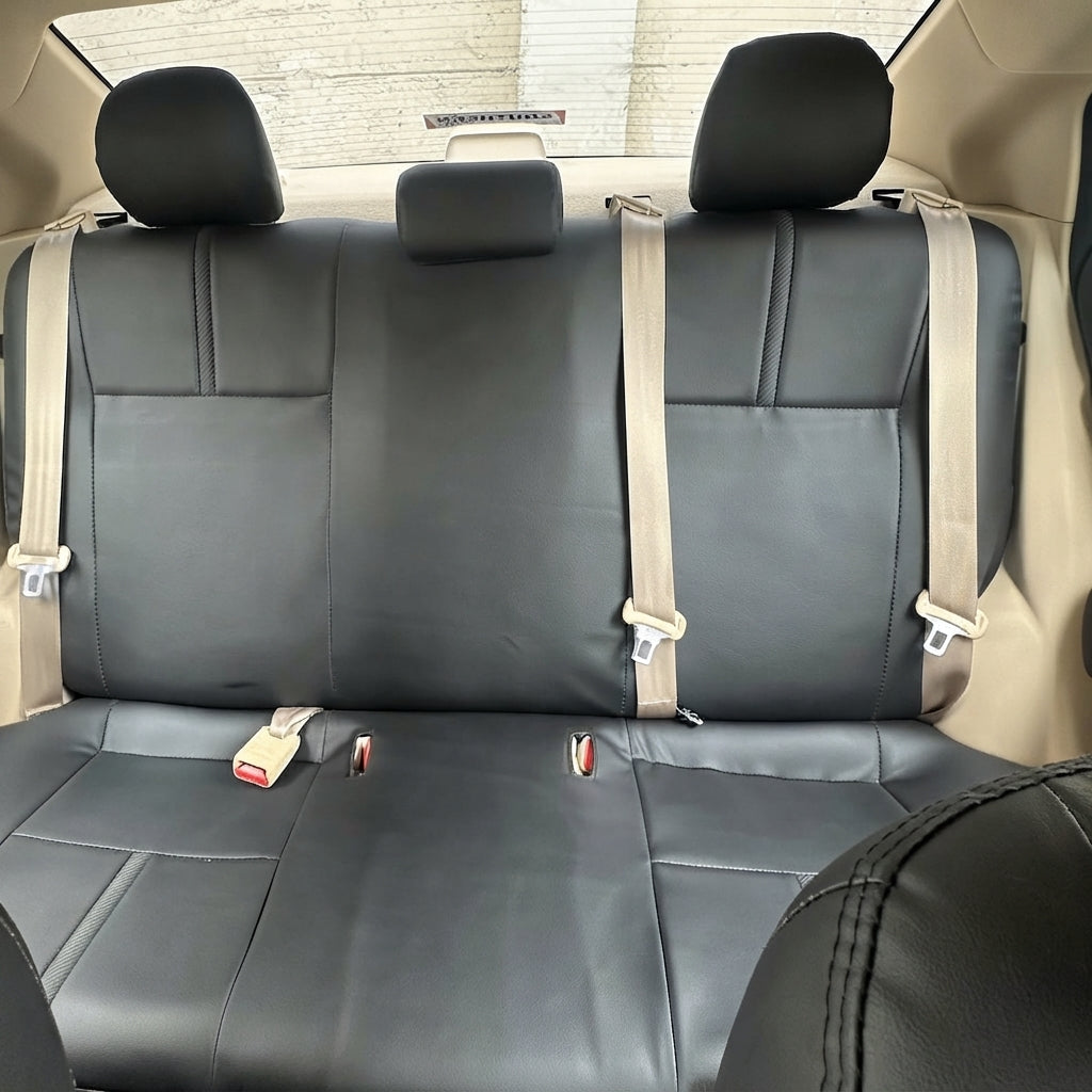 Auto Leather Type Seat Cover M/C Oem Design Custom Fitting Toyota Yaris 2020 Black Colour Red Stitch 11 Pcs/Set