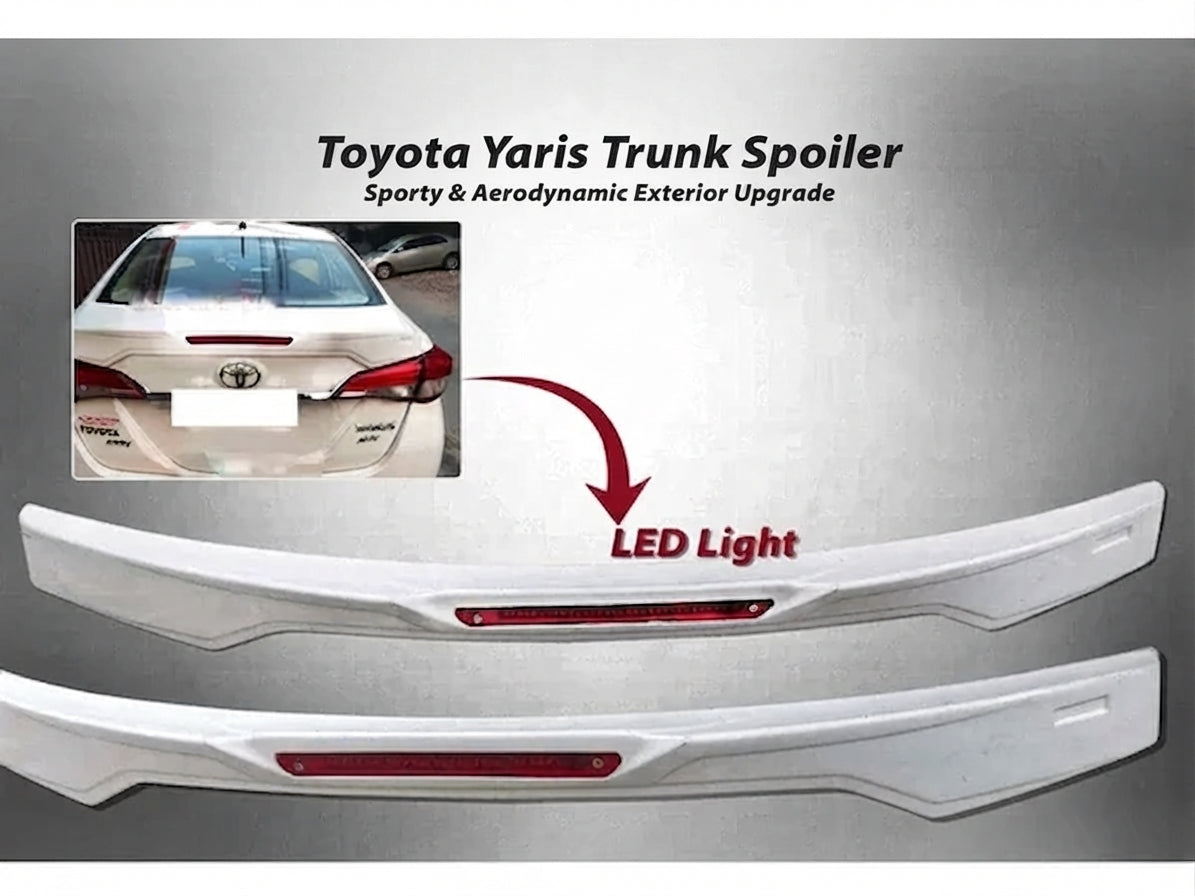 Car Spoiler Trunk Type Toyota Yaris 2020 Trd Design Fgm Tape Type Fitting With Led Solid White Colour