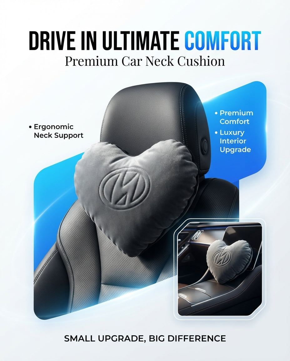 Car Neck Rest Cushions Velvet Material Heart Shape Kia Logo 02 Pcs/Set Black Poly Bag Pack (China)