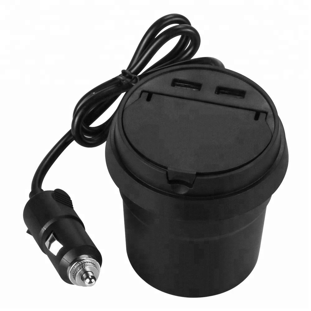 Car Dc Cigarette Lighter Socket Splitter 4 X Dc + 1 X Usb Sockets Plastic Housing Without Led 2A 12V Black Housing Colour Box Pack (China)
