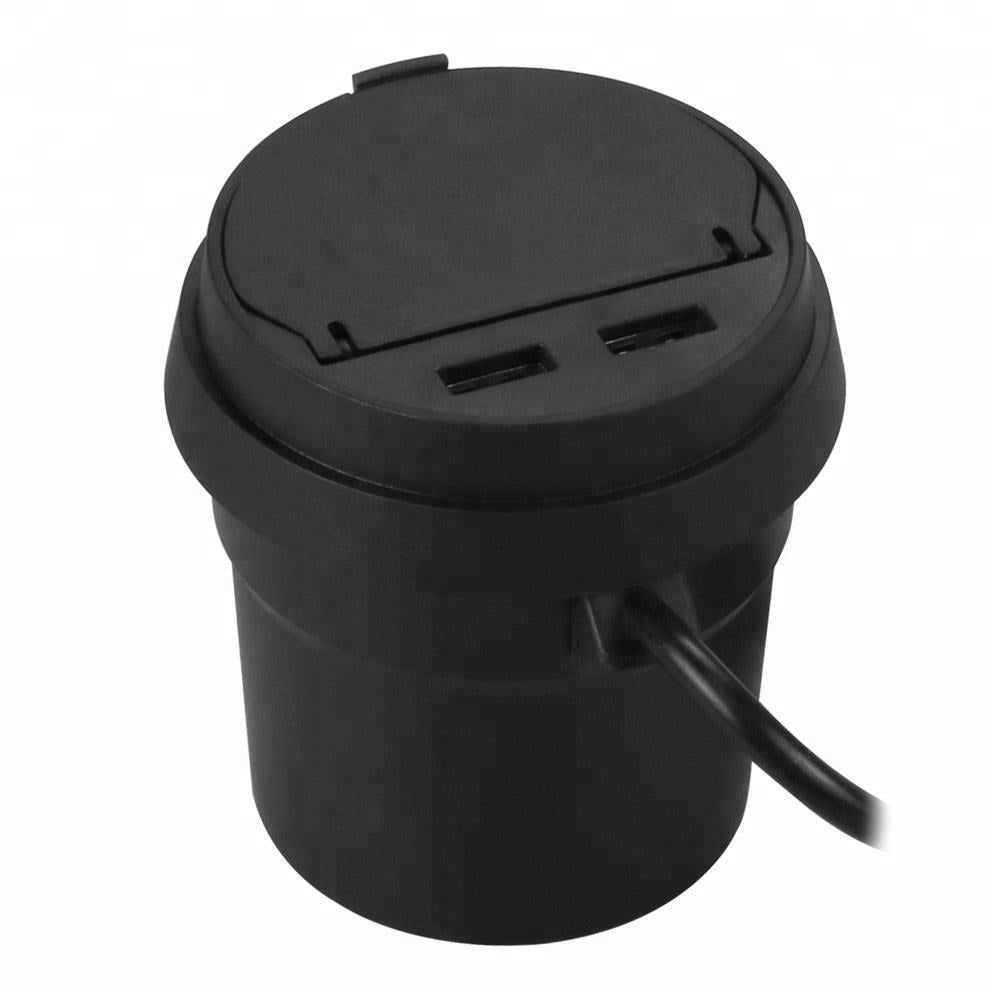 Car Dc Cigarette Lighter Socket Splitter 4 X Dc + 1 X Usb Sockets Plastic Housing Without Led 2A 12V Black Housing Colour Box Pack (China)