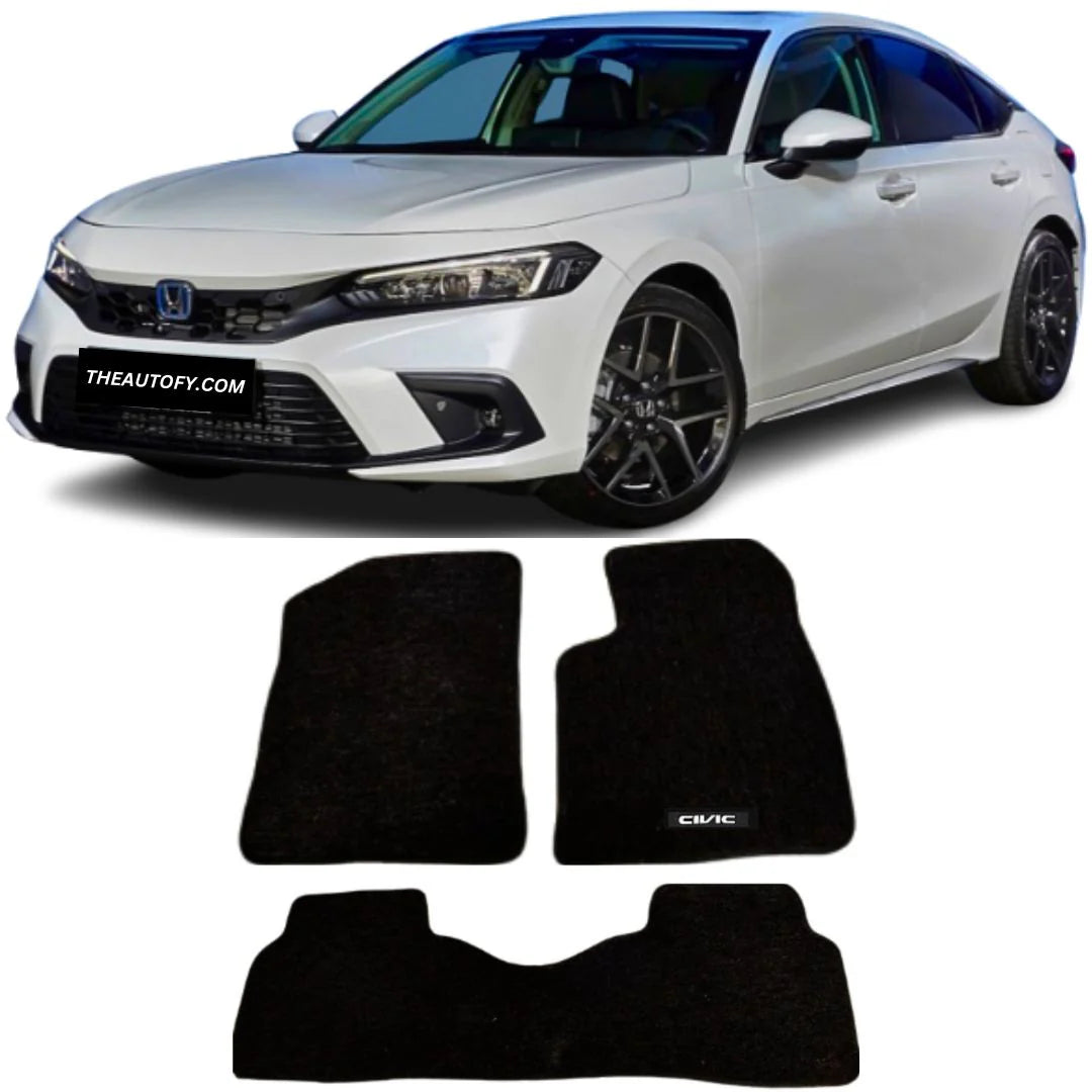 Car Floor Mat Luxury Carpet Material Oem Fitting Honda Civic 2022 03 Pcs / Set Black Poly Bag Pack