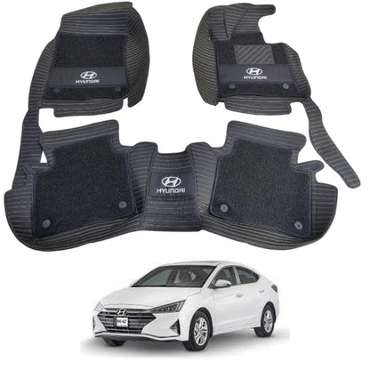 Car Floor Mat 11D Hyundai Elantra 2021 Black Pvc  Black Stitch  Black/Grey Grass 03 Pcs / Set Premium Quality (China)