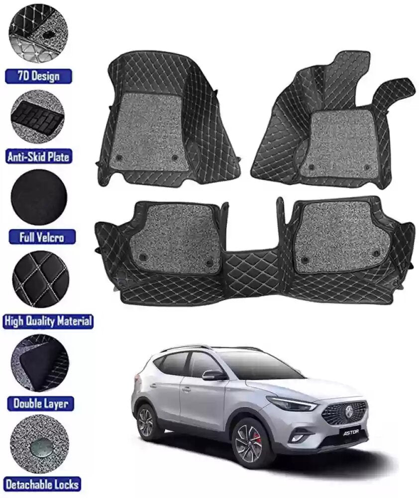 Car Floor Mat 10D Mg Zs 2021 Black Pvc Black Stitch Black/Grey Grass 03 Pcs / Set Premium Quality (China)