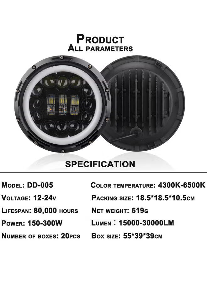 Car Exterior Led Work Lamps Metal Housing Ultra White 6" Round Shape 16 Led 01 Pc/Set Colour Box Pack 01 Pc/Pack (China)