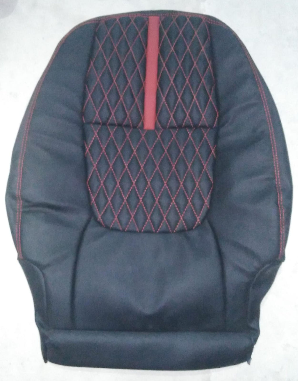 Auto Leather Type Seat Cover M/B Diamond Design Custom Fitting Kia Picanto 2020 Black Colour Red Stitch 11 Pcs/Set Premium Quality