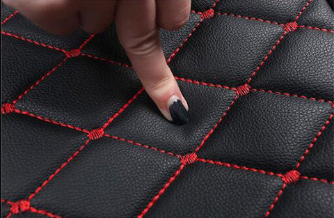 Car Floor Leather Type Rexene Matting 7D Design Custom Fitting Toyota Yaris 2020  Black Standard Quality Red Stitch