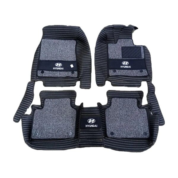 Car Floor Mat 11D Hyundai Sonata 2021 Black Pvc Black Stitch Black/Grey Grass 03 Pcs / Set Premium Quality (China)